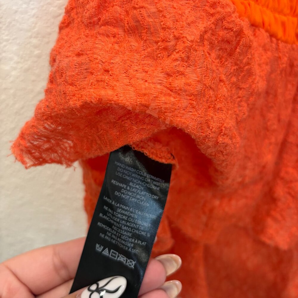 Urban Outfitters Orange Textured Babydoll Tie-Front Top - Picture 8 of 8